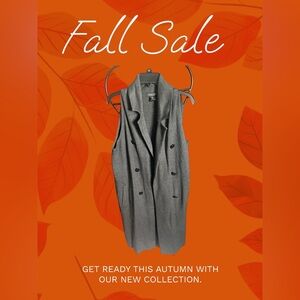 NWOT  RACHEL ZOE Wool Blend Sleeveless Long Cardigan Vest Gray Size 1xl